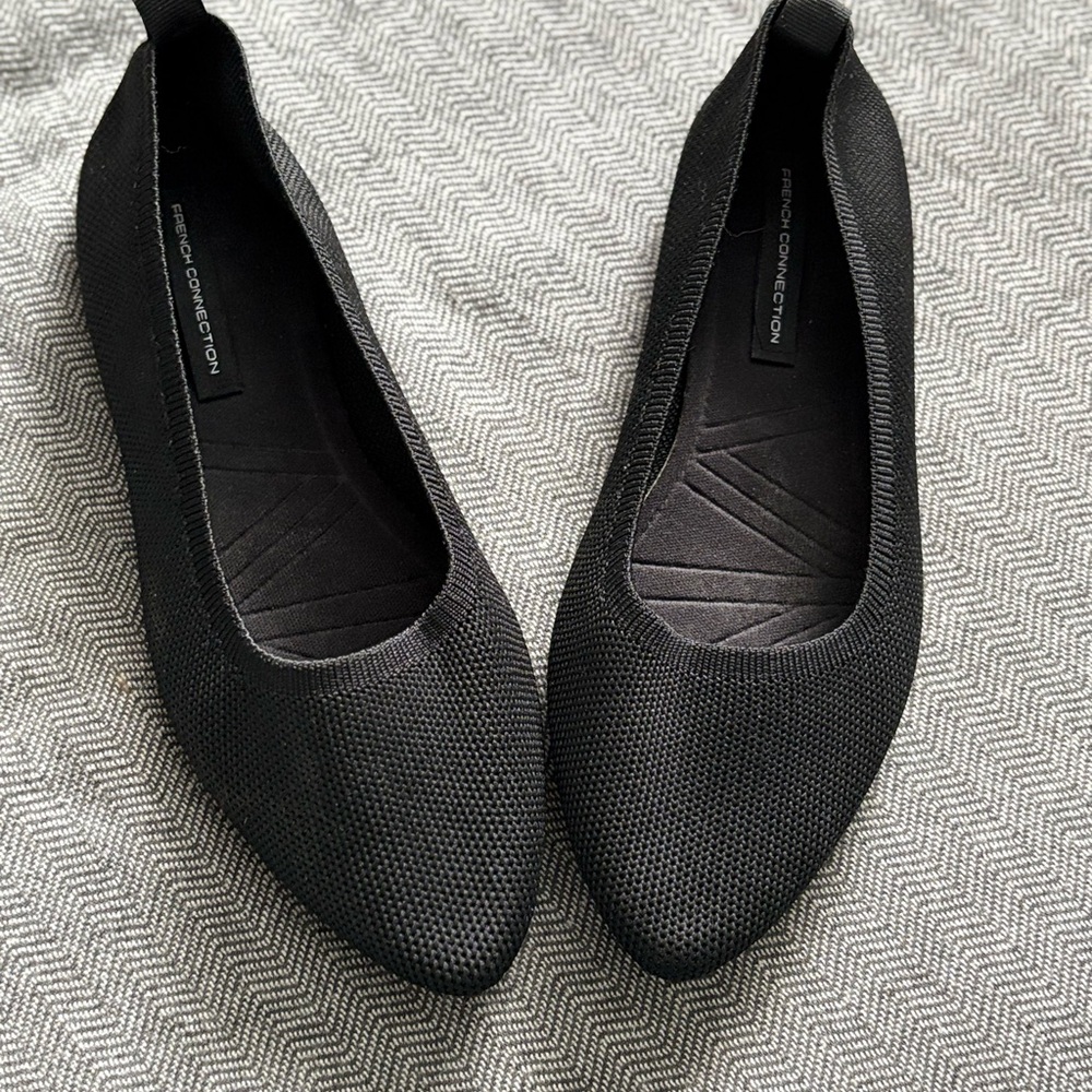 French Connection Black Ballet Flats with Pointed Toe